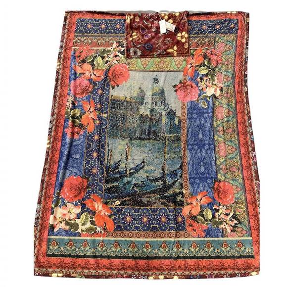 NEW JOHNNY WAS grand canel scarf print travel blanket in multi - Picture 2 of 2